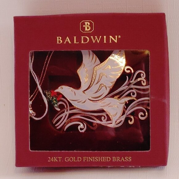 2007 Baldwin Dove Ornament 24kt. gold finished brass - Picture 1 of 6